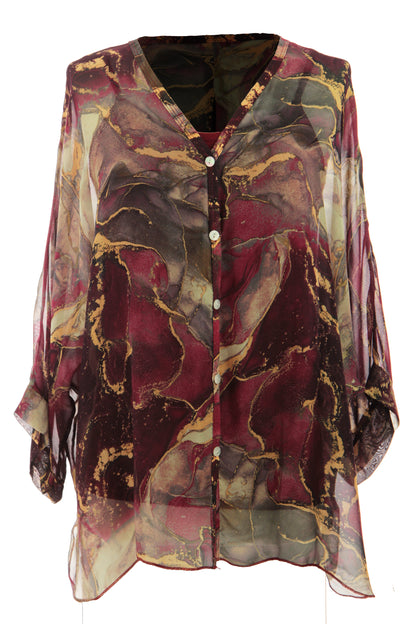 Marble Print Silk Shirt