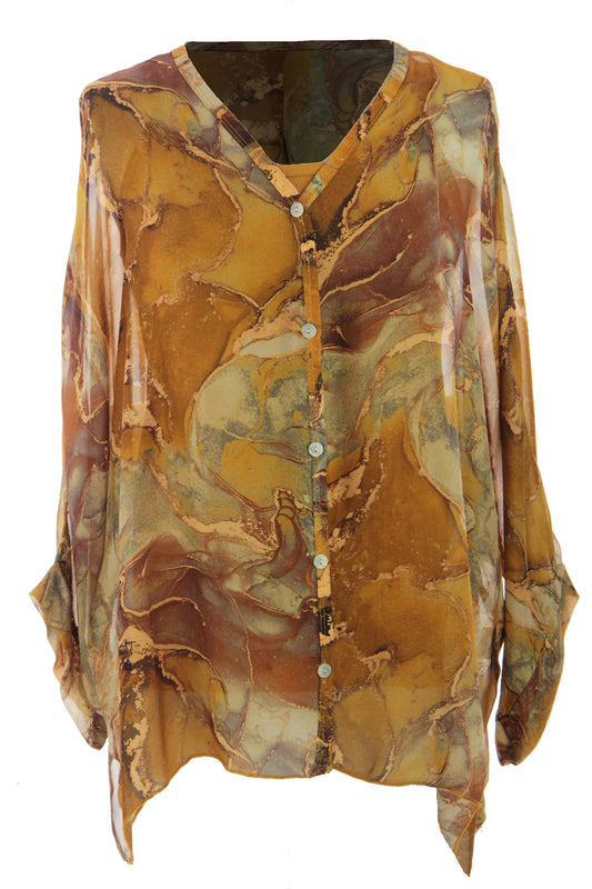 Marble Print Silk Shirt