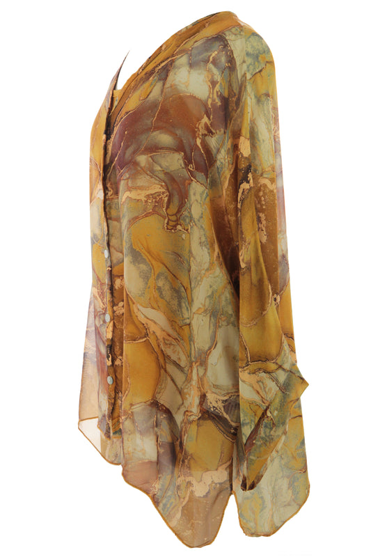 Marble Print Silk Shirt
