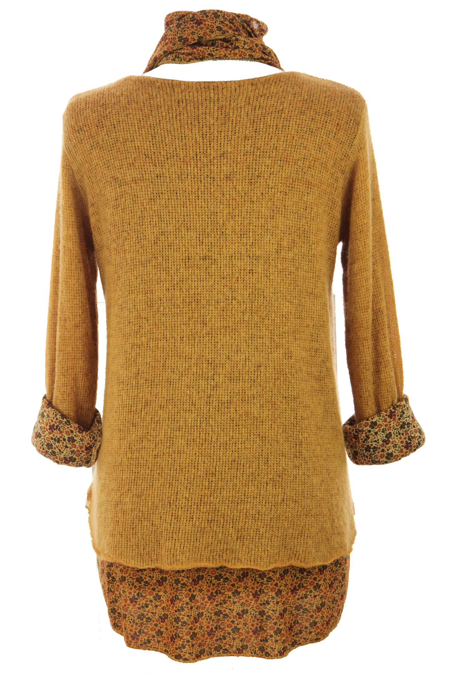 2 Piece Floral Scarf Mohair Knit Blouse