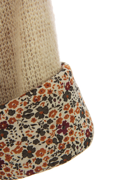 2 Piece Floral Scarf Mohair Knit Blouse
