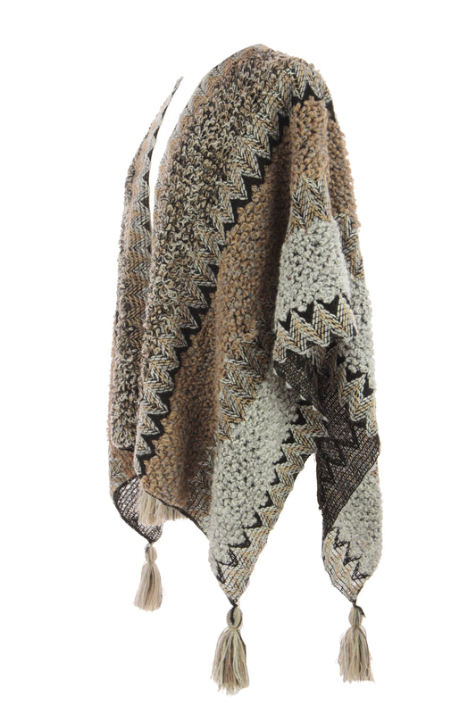 Tassel Hem Knitted Cape