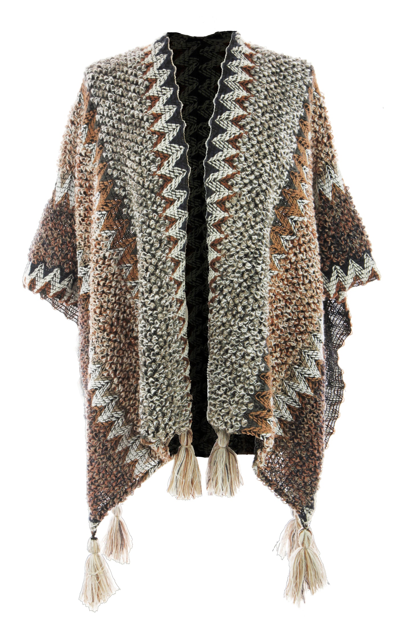 Tassel Hem Knitted Cape