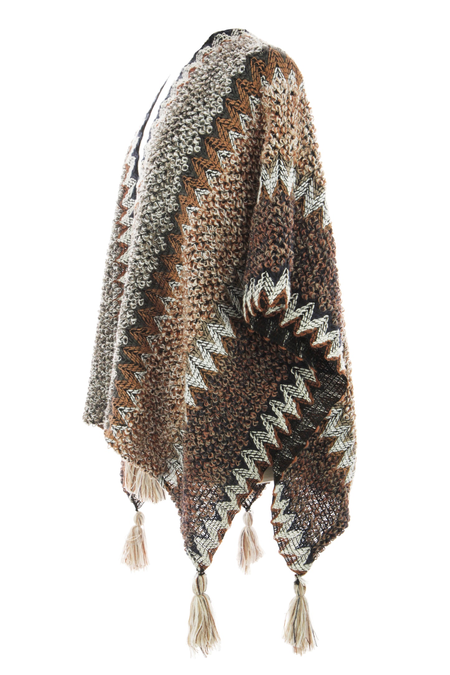 Tassel Hem Knitted Cape