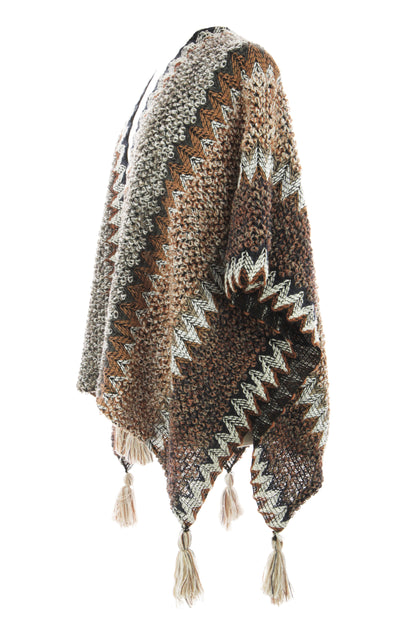 Tassel Hem Knitted Cape