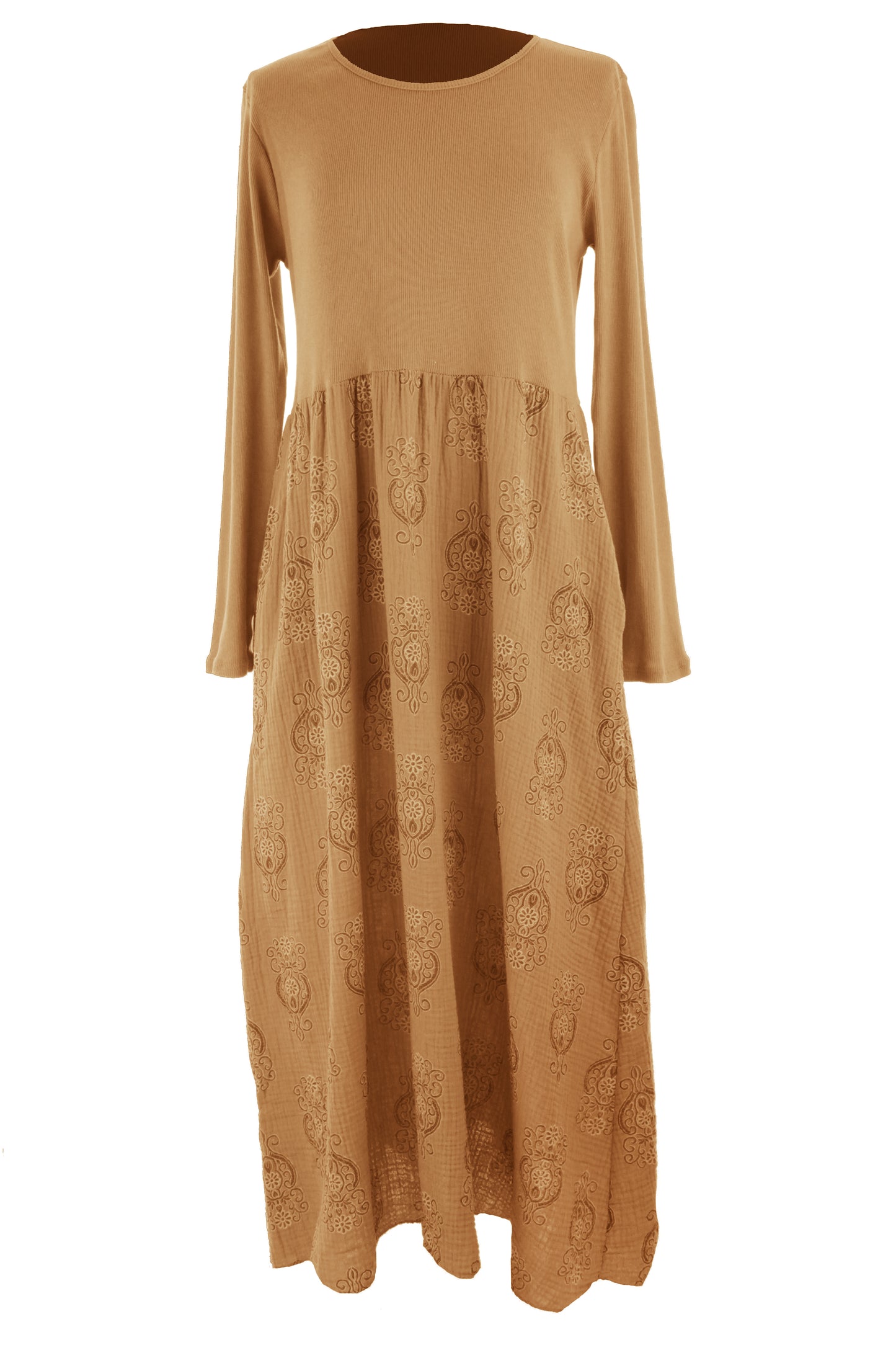 2 Pocket Mandala Print Midi Dress