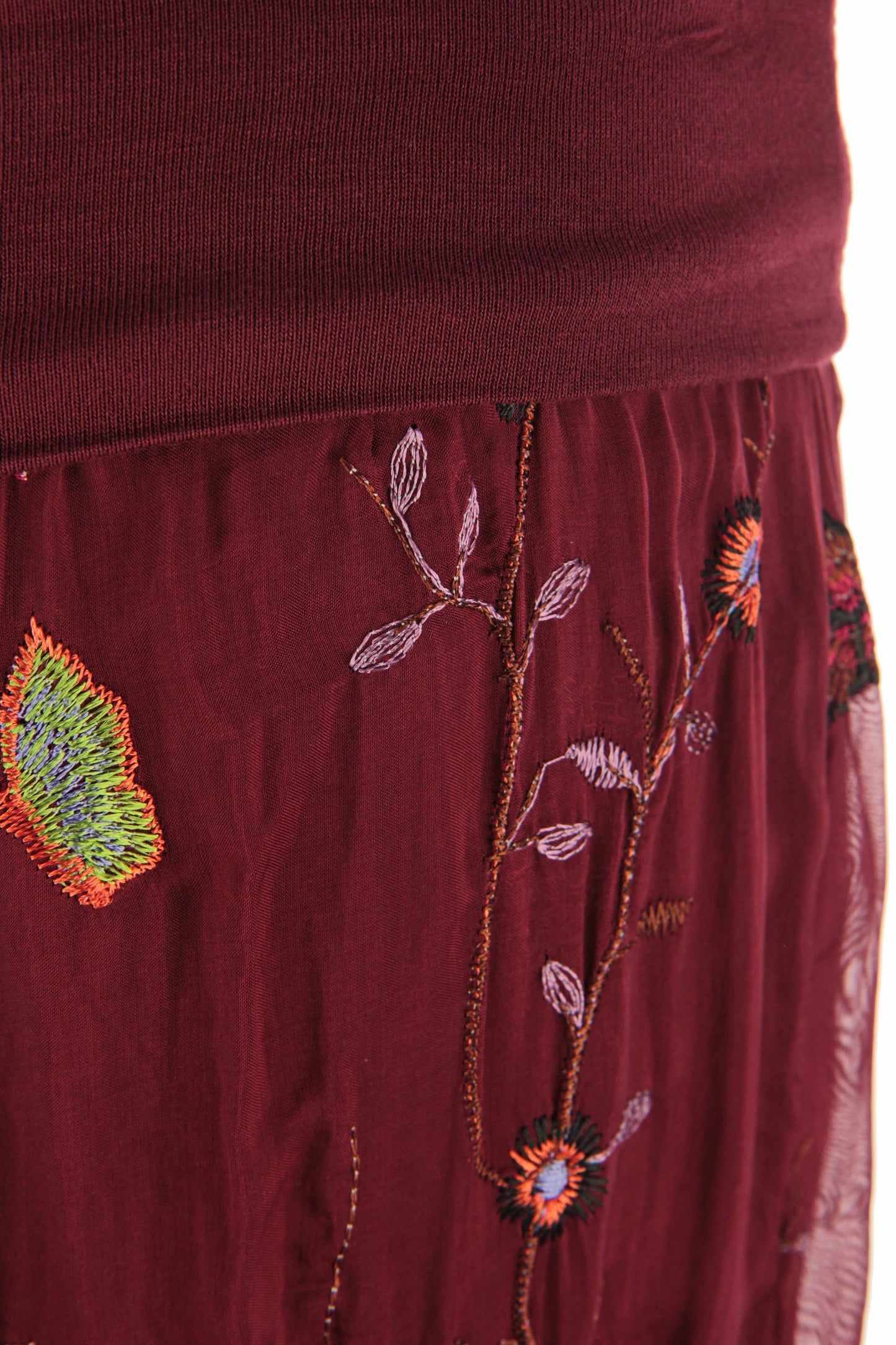 Floral Embroidery Silk Trouser