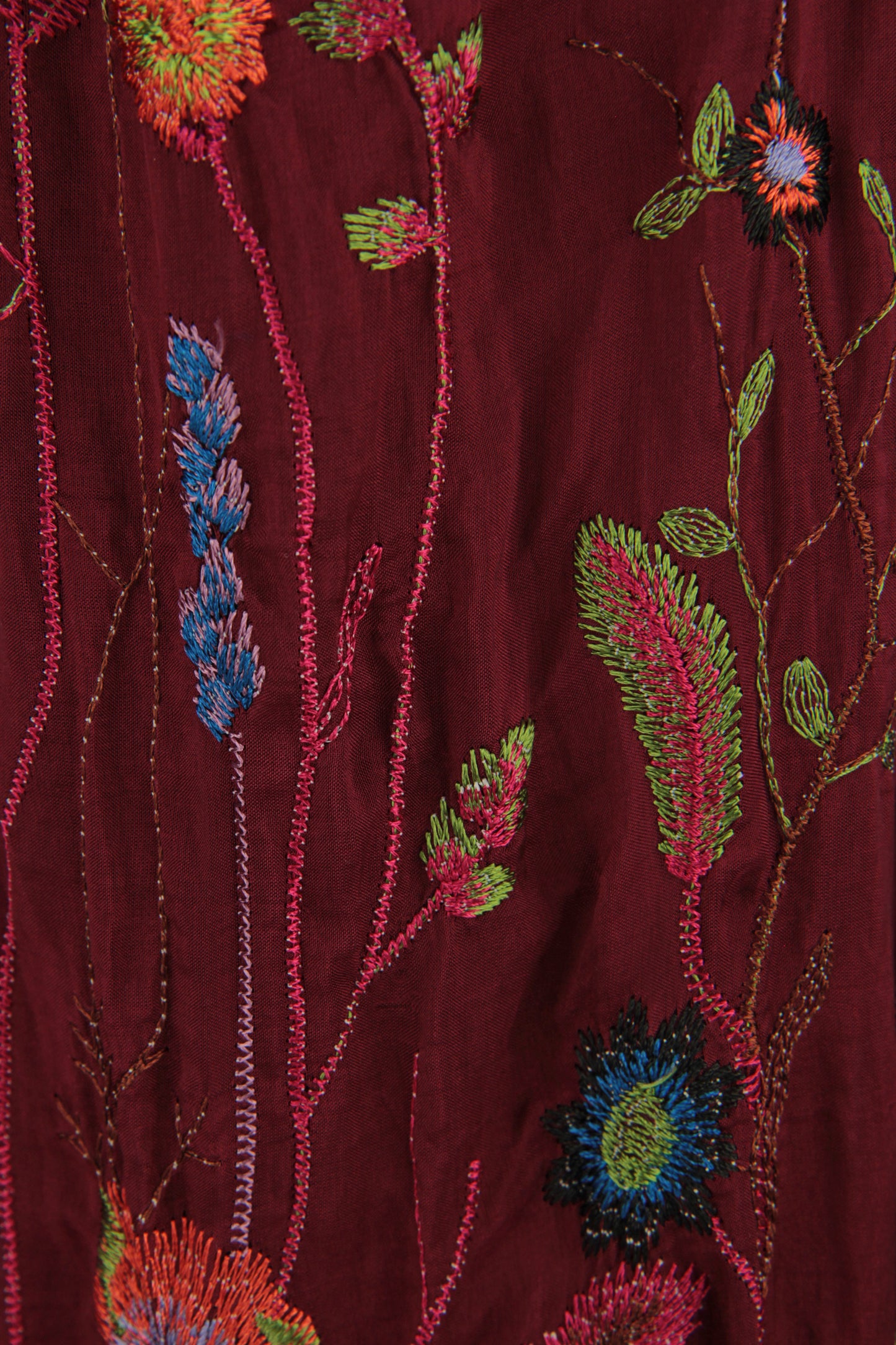 Floral Embroidery Silk Trouser