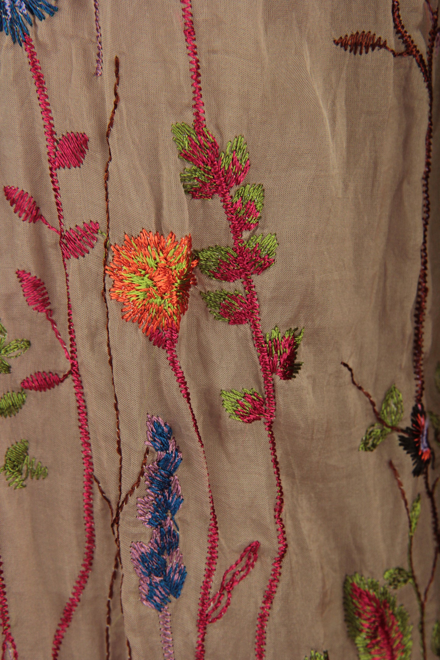 Floral Embroidery Silk Trouser