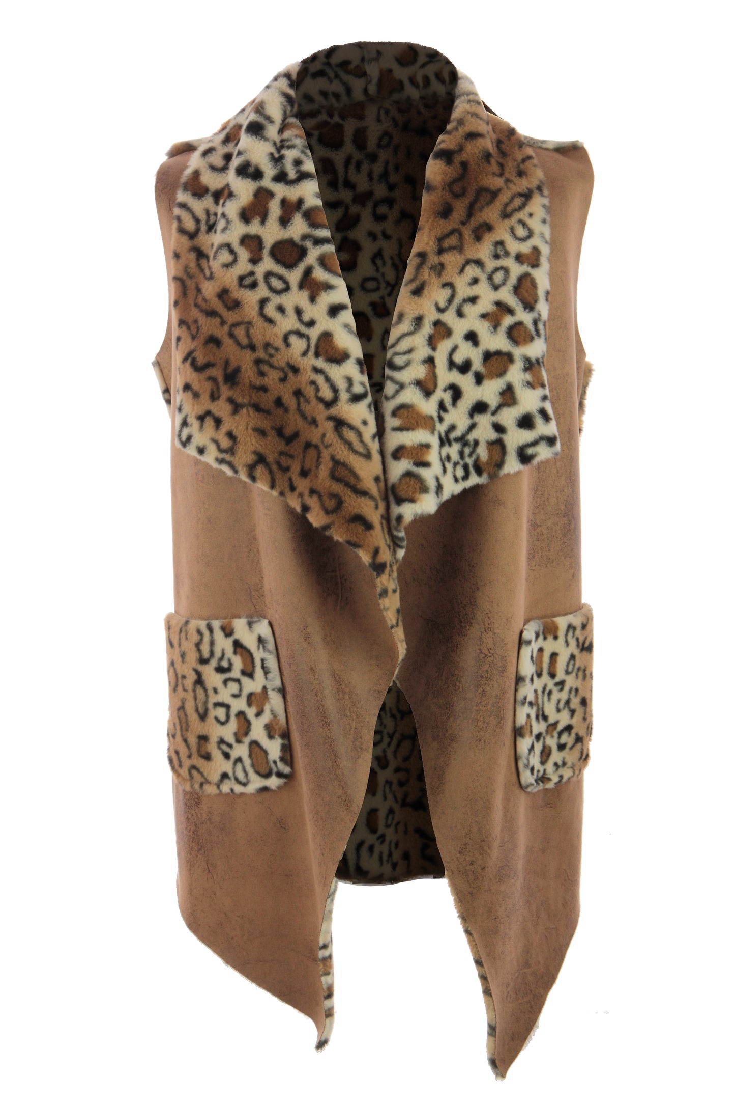 Faux Suede Leopard Gilet