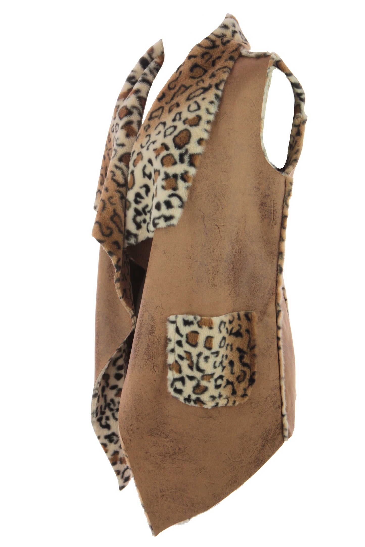 Faux Suede Leopard Gilet