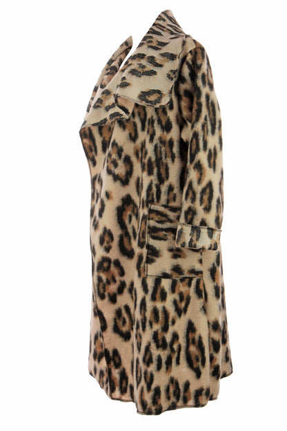 Leopard Print Brushed Wool Coat