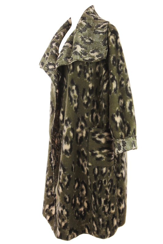 Leopard Print Brushed Wool Coat