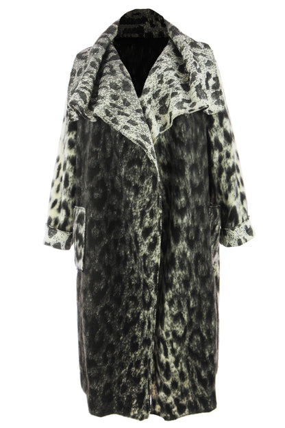 Leopard Print Brushed Wool Coat