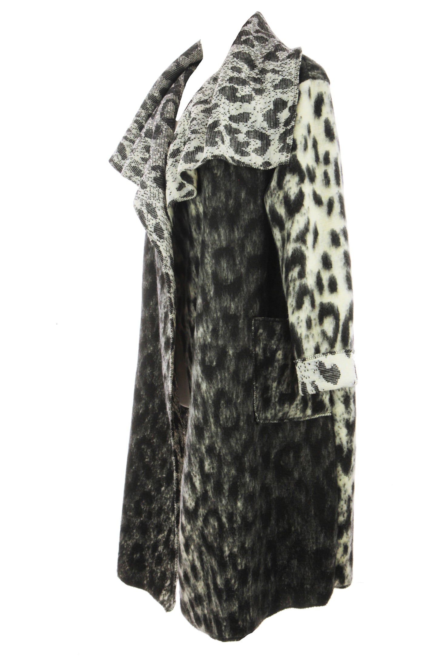 Leopard Print Brushed Wool Coat