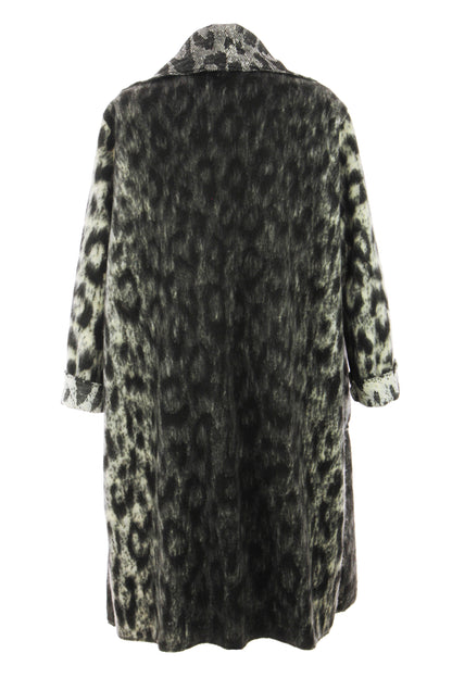 Leopard Print Brushed Wool Coat