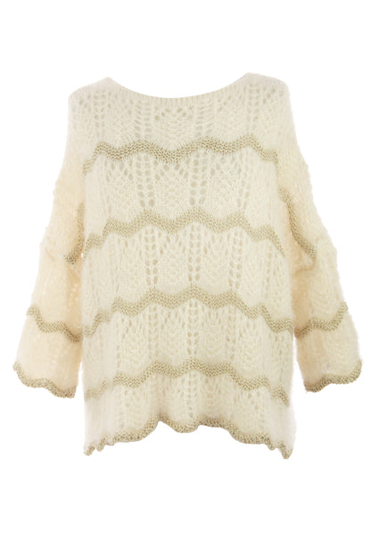 Lurex Scallop Eyelash Knit Jumper