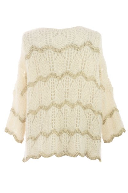 Lurex Scallop Eyelash Knit Jumper