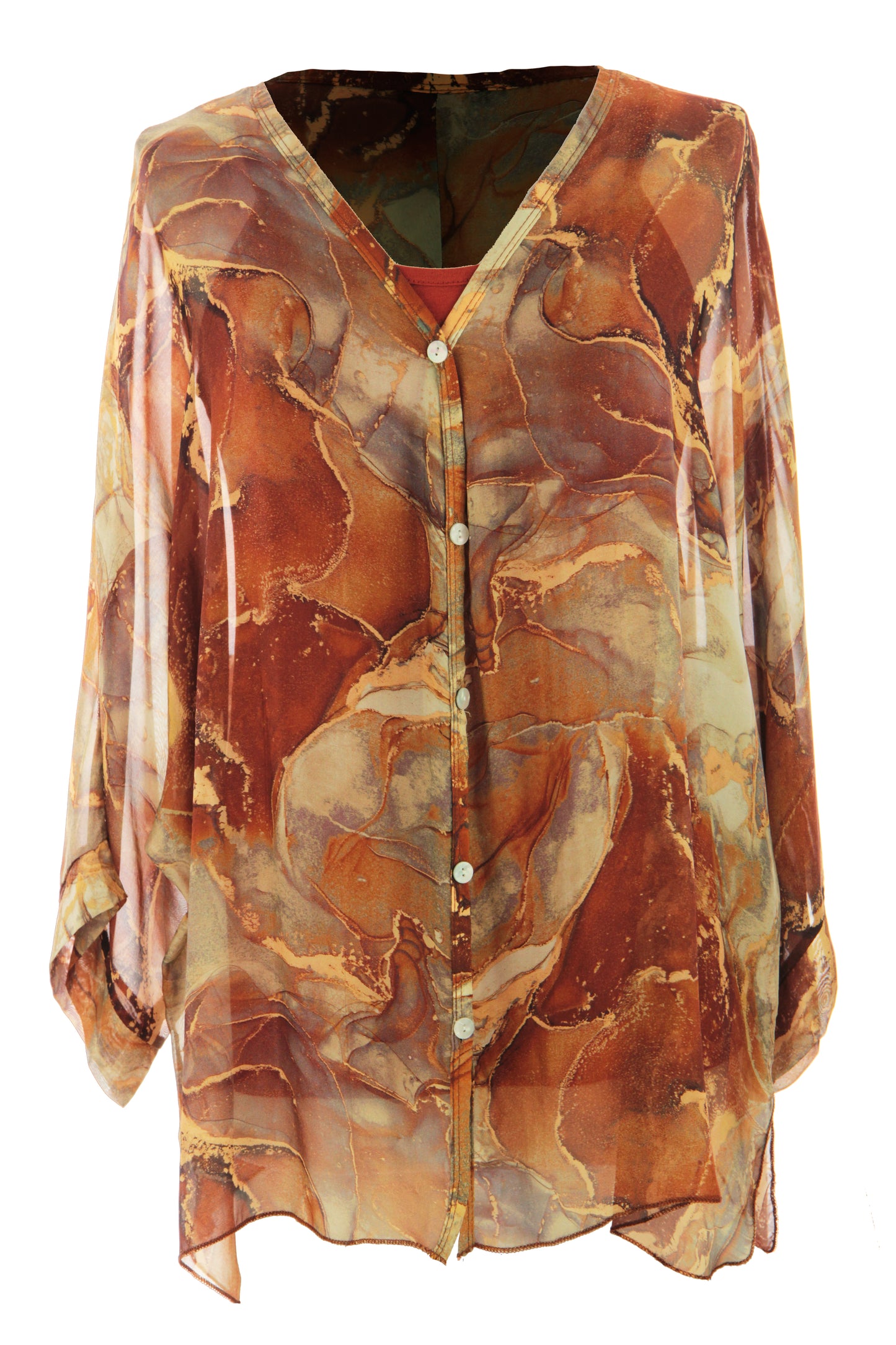 Marble Print Silk Shirt