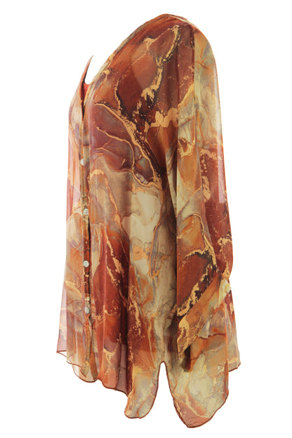 Marble Print Silk Shirt