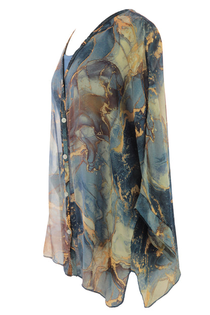 Marble Print Silk Shirt