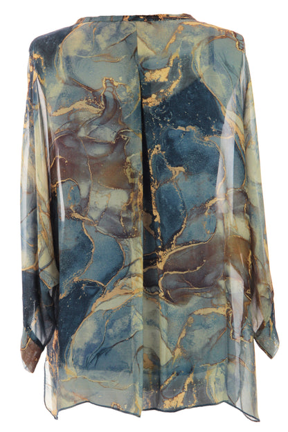 Marble Print Silk Shirt