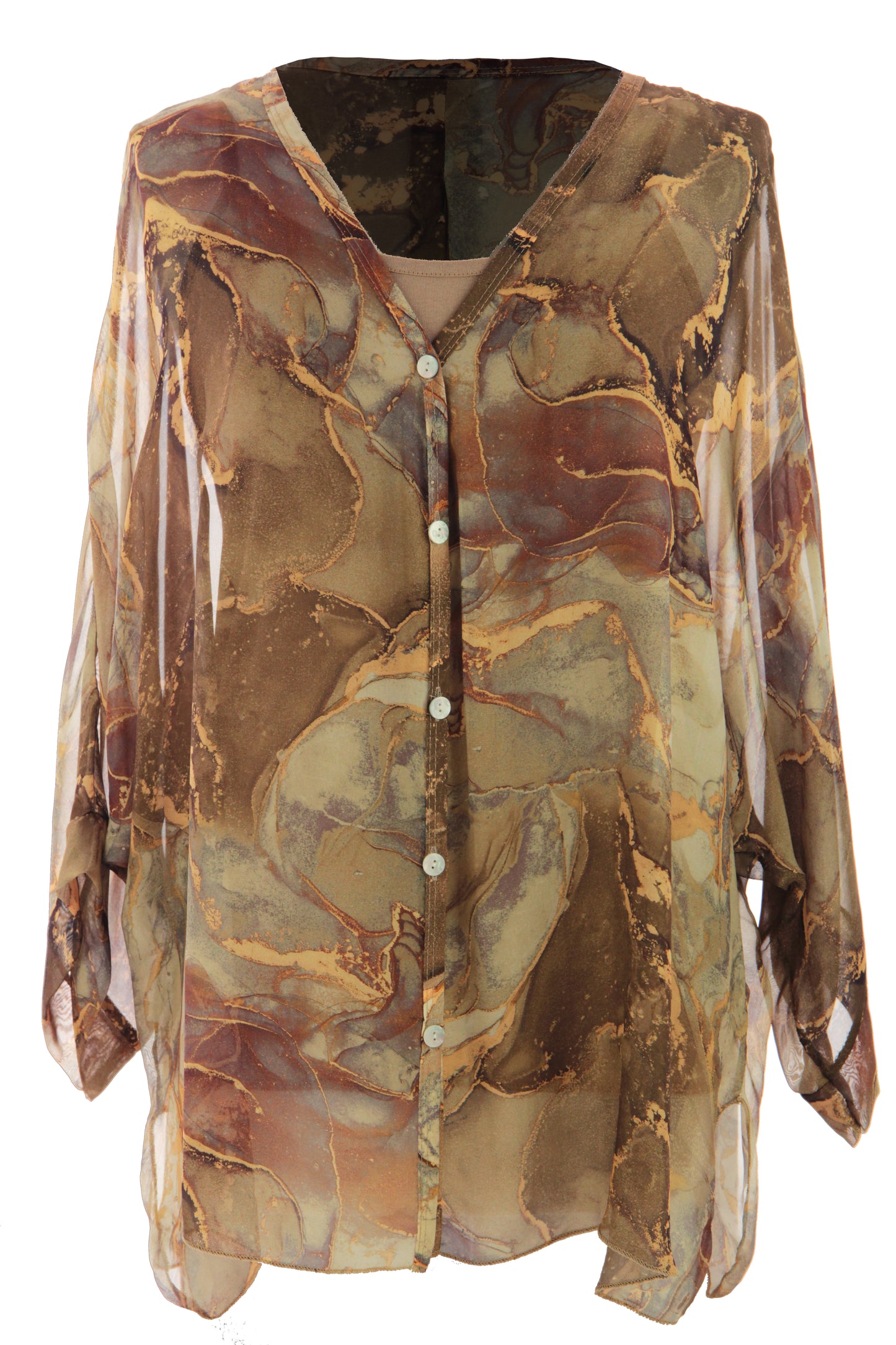 Marble Print Silk Shirt