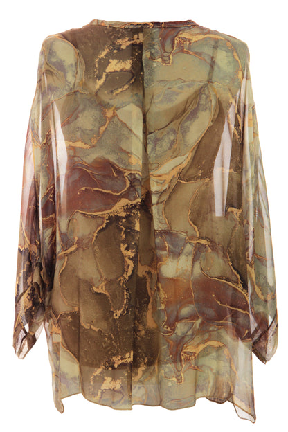 Marble Print Silk Shirt