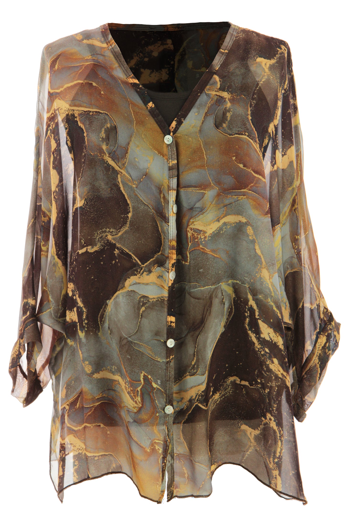 Marble Print Silk Shirt