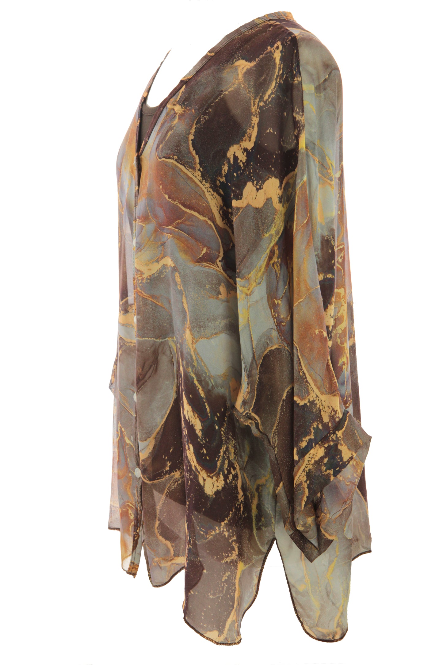 Marble Print Silk Shirt