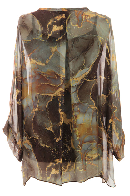 Marble Print Silk Shirt
