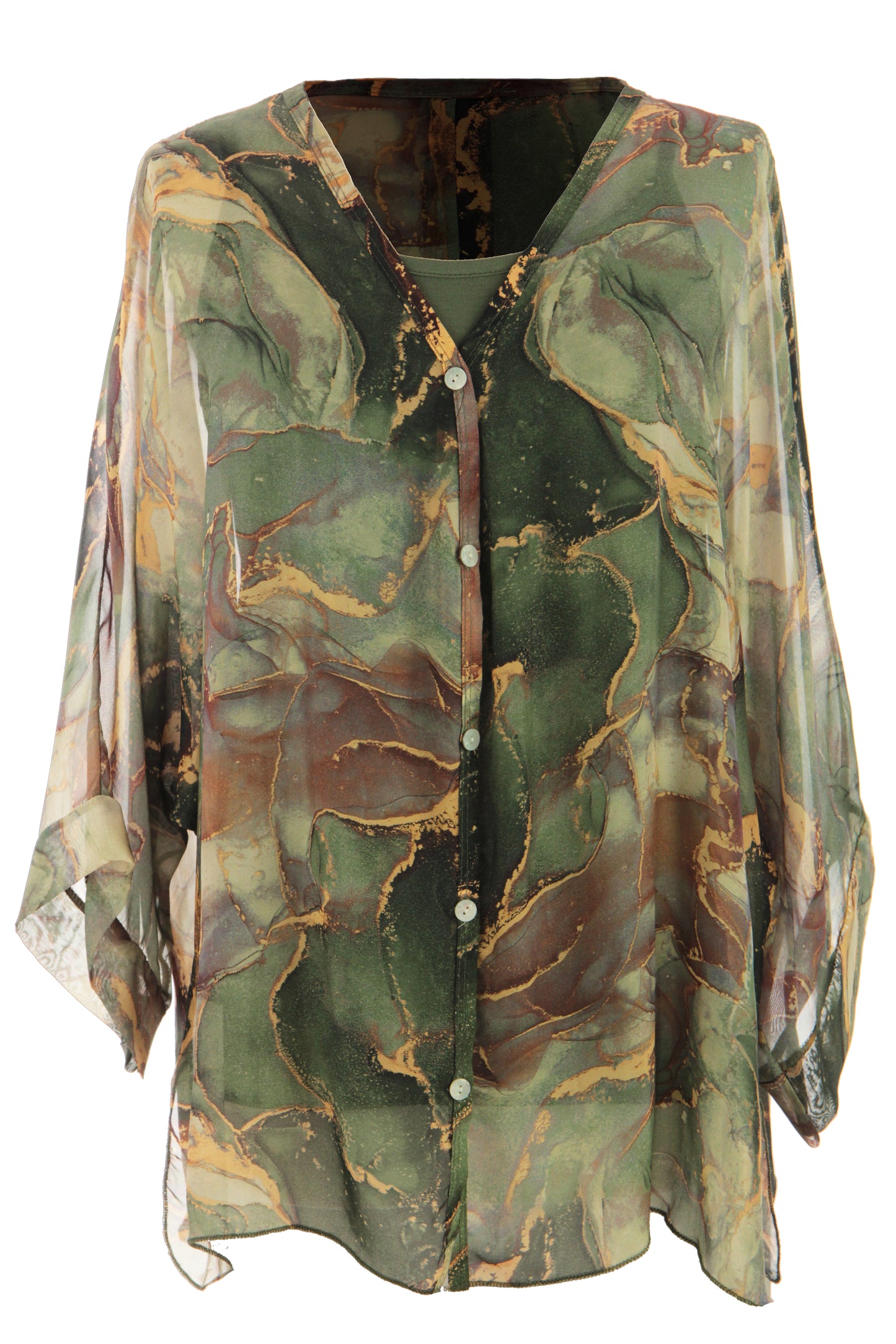 Marble Print Silk Shirt