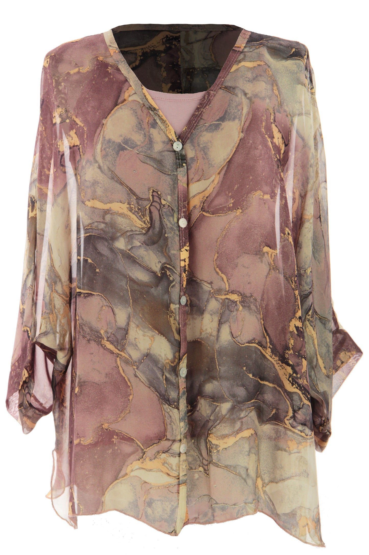 Marble Print Silk Shirt