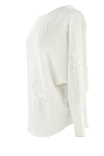 Sequin Bows Ribbed Knit Jumper