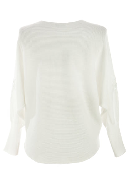 Sequin Bows Ribbed Knit Jumper