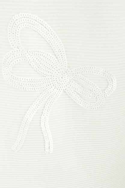 Sequin Bows Ribbed Knit Jumper