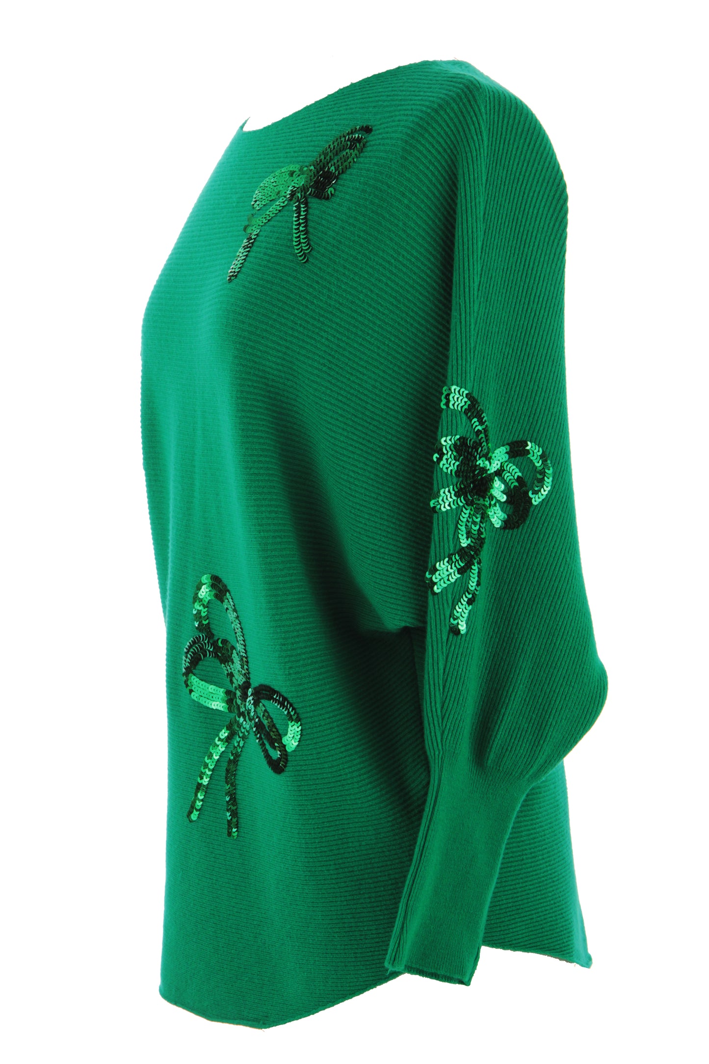 Sequin Bows Ribbed Knit Jumper