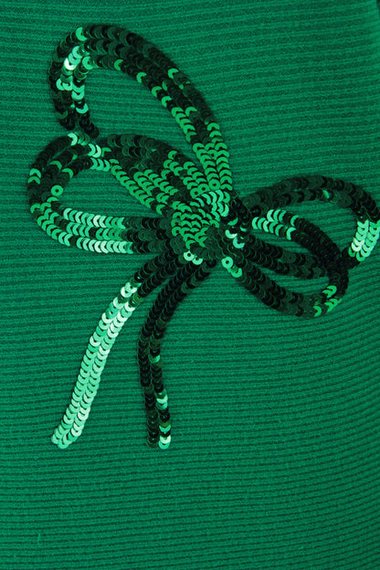 Sequin Bows Ribbed Knit Jumper