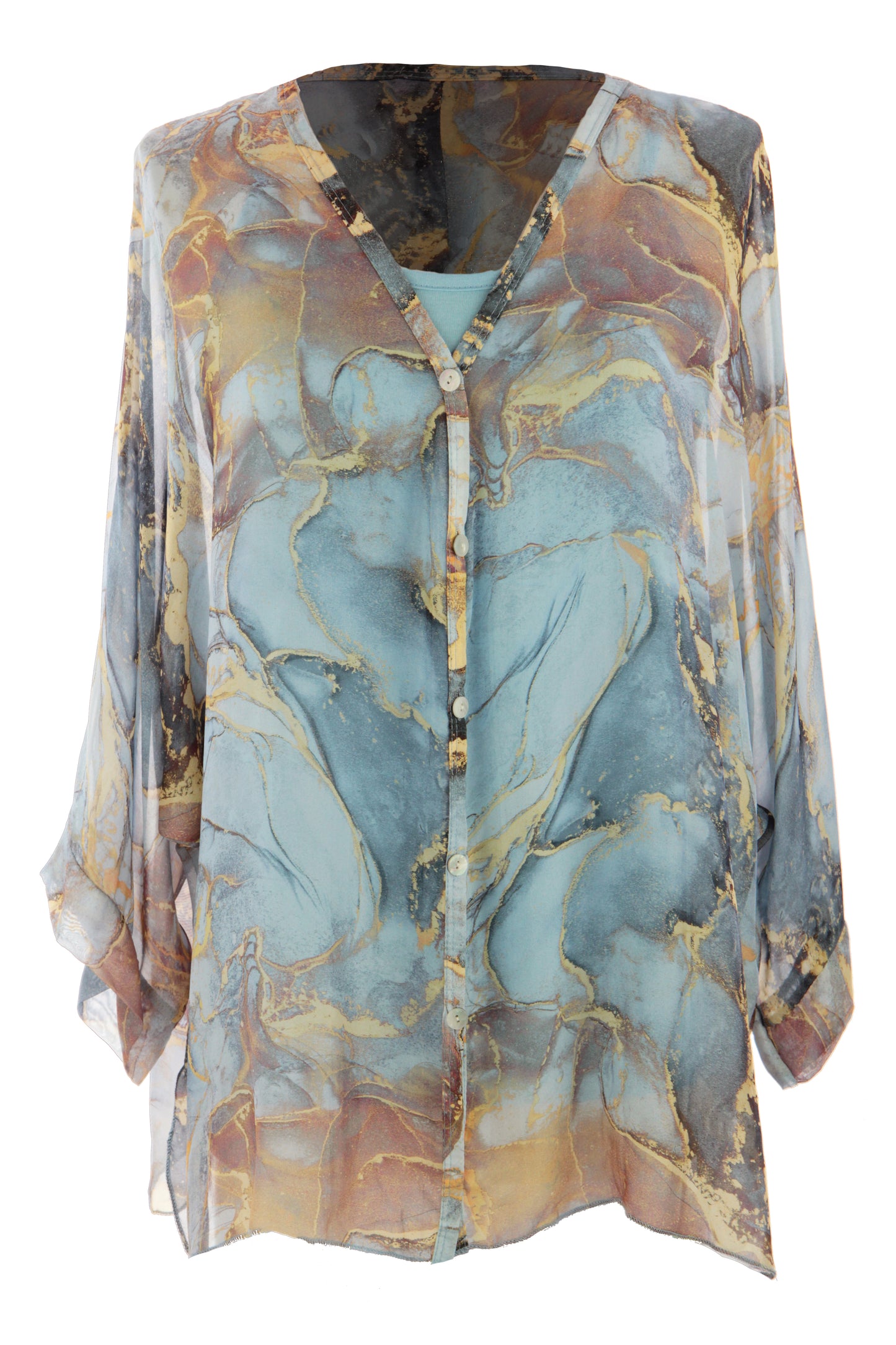 Marble Print Silk Shirt