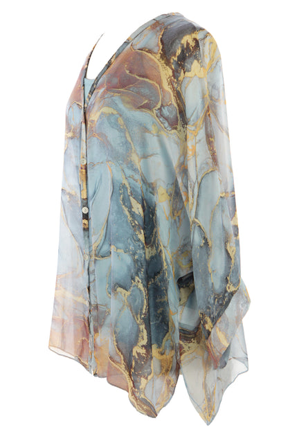 Marble Print Silk Shirt