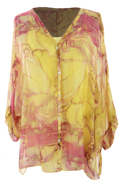 Marble Print Silk Shirt