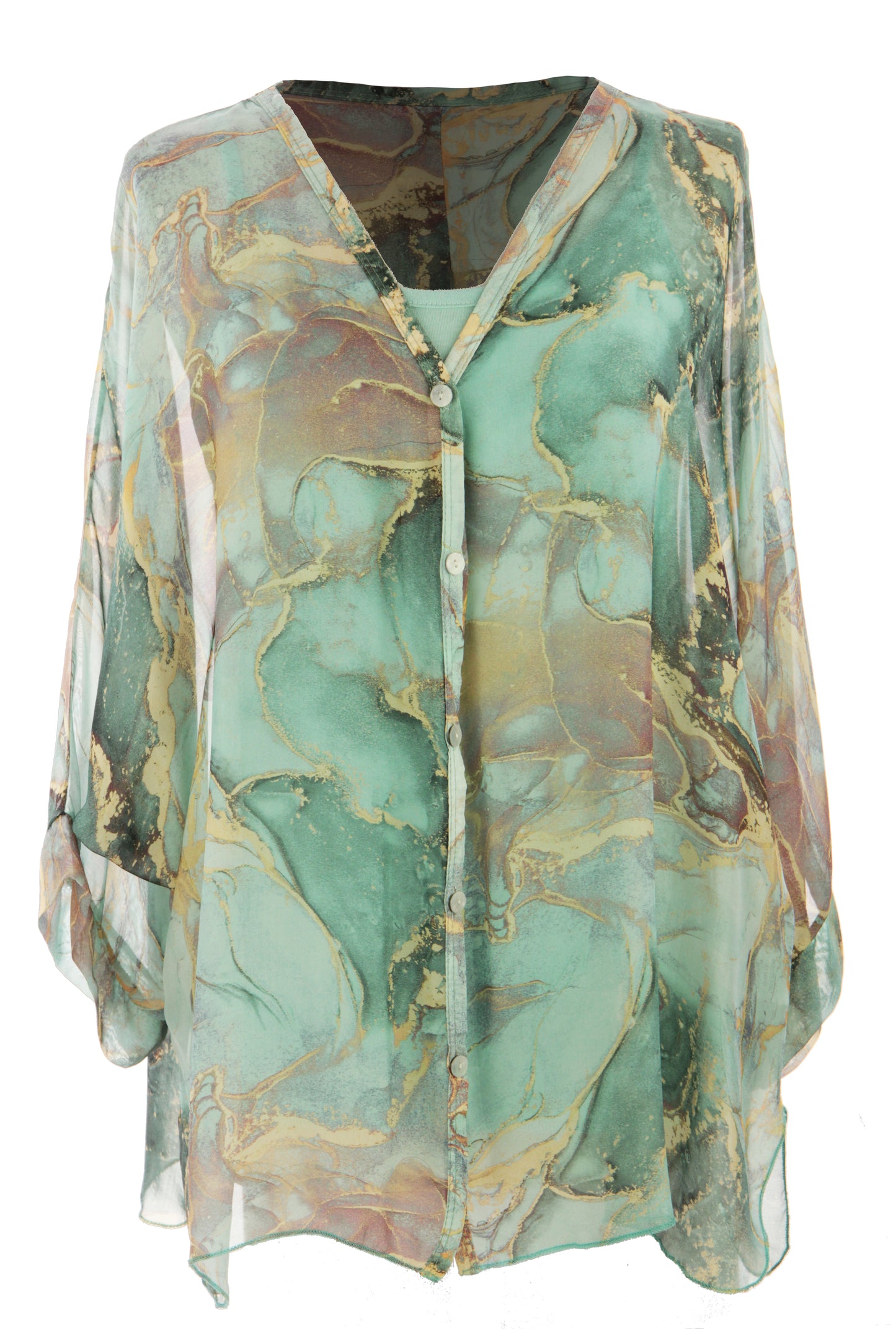 Marble Print Silk Shirt