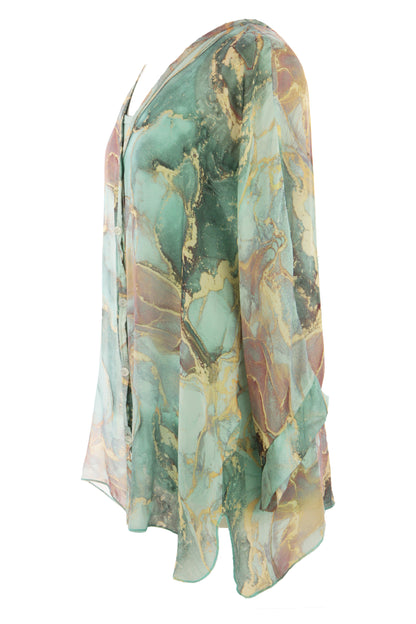Marble Print Silk Shirt