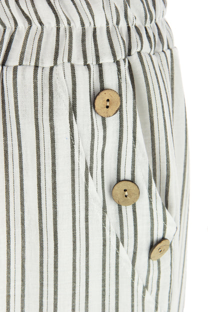 Button Detail Pocket Stripe Trouser