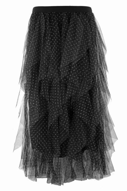 Polka Dot Tulle Midi Skirt