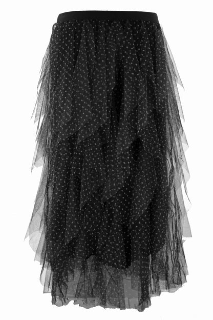 Polka Dot Tulle Midi Skirt