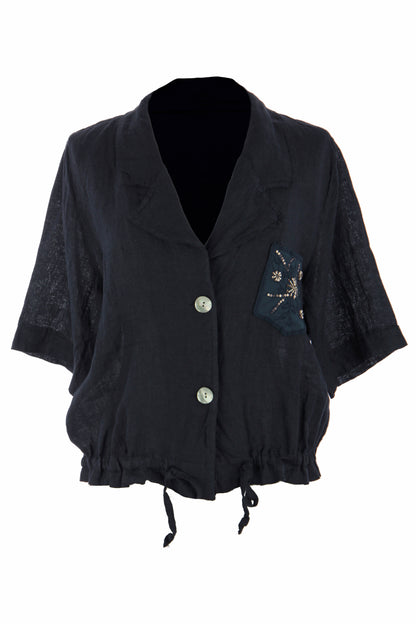 Beaded Pocket Linen Shirt