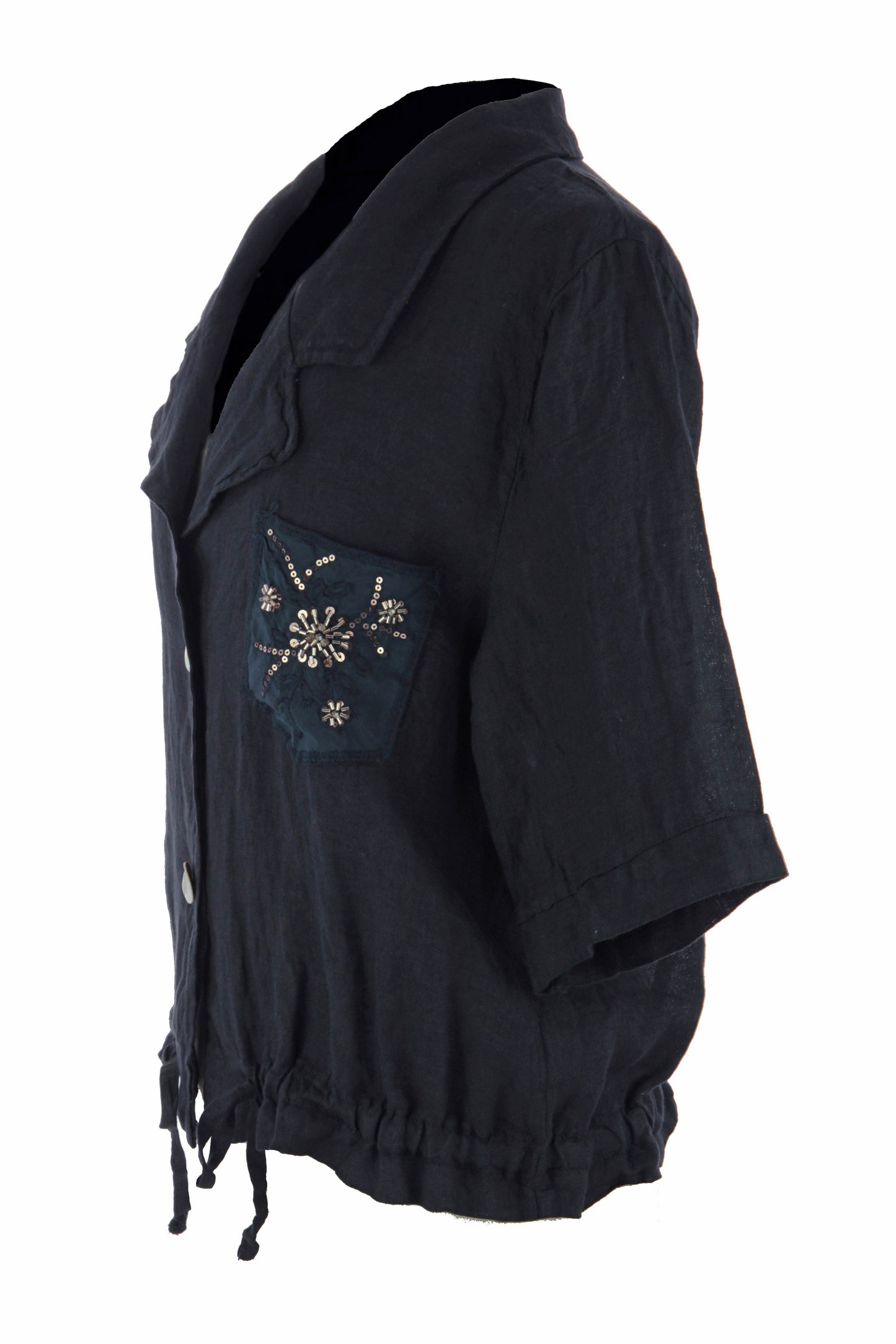 Beaded Pocket Linen Shirt