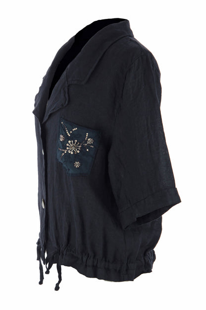 Beaded Pocket Linen Shirt
