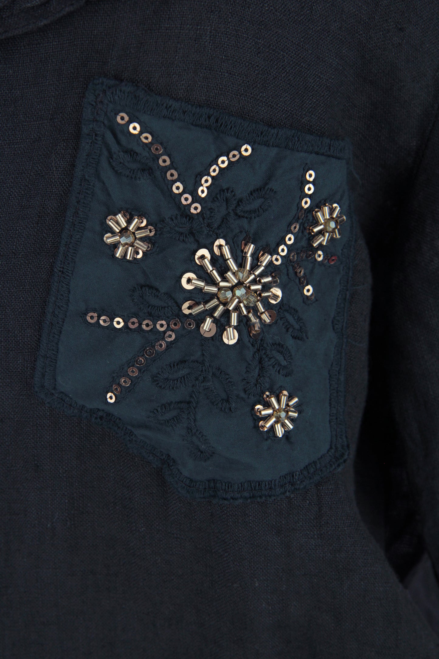 Beaded Pocket Linen Shirt